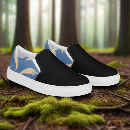 Women’s Footwear Slip-on Canvas Shoes - Blue Feather Two-Tone