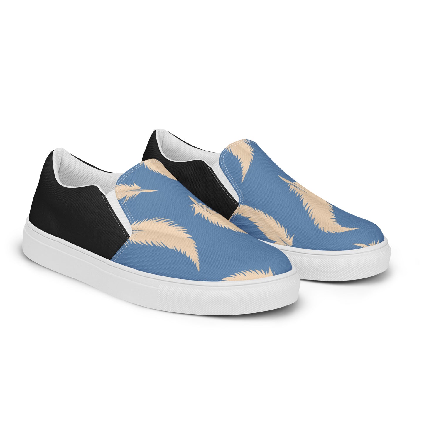 Eden Garden | Women’s Slip-on Canvas Shoes | Blue Feather Halftone