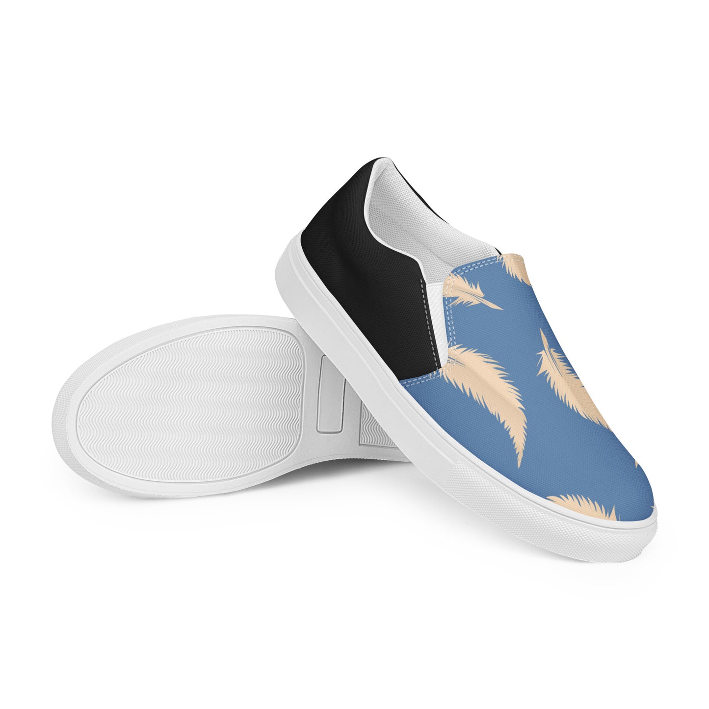 Eden Garden | Women’s Slip-on Canvas Shoes | Blue Feather Halftone