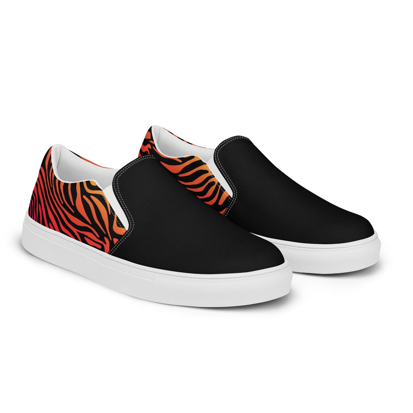 Eden Garden | Women’s Slip-on Canvas Shoes | Rainbow Zebra 2Tone