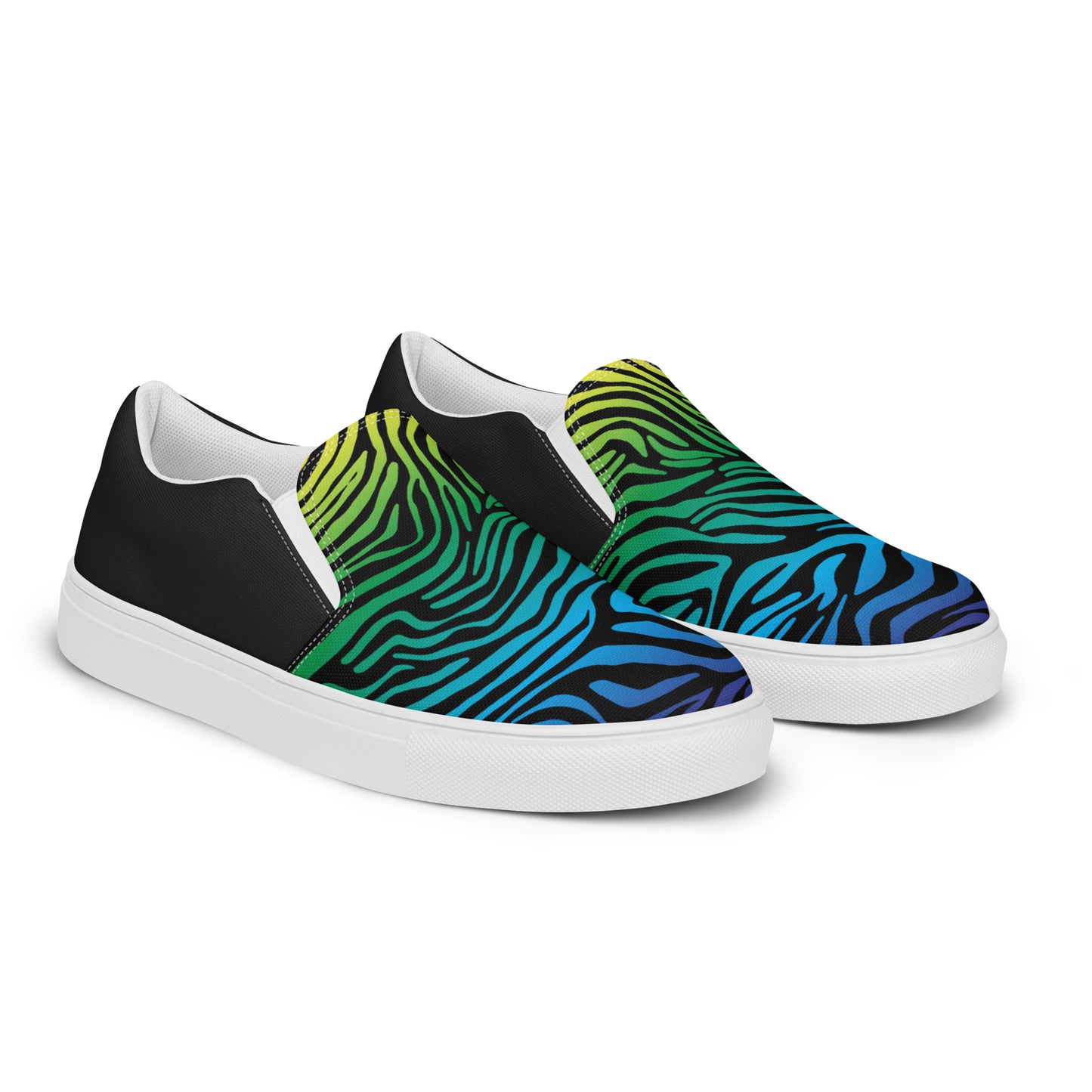 Eden Garden | Women’s Slip-on Canvas Shoes | Rainbow Zebra Halftone