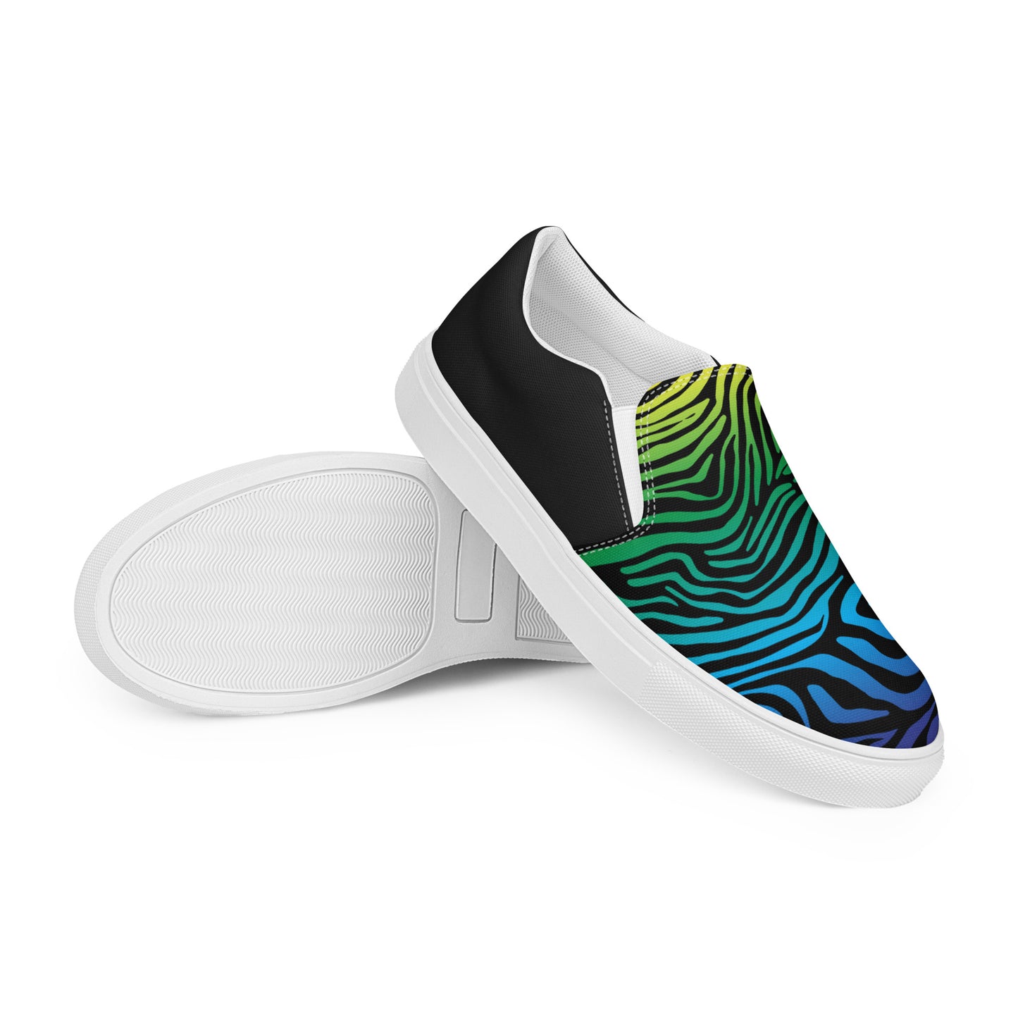 Eden Garden | Women’s Slip-on Canvas Shoes | Rainbow Zebra Halftone