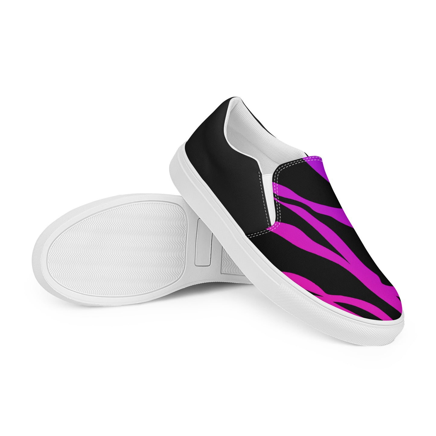 Eden Garden | Women’s Slip-on Canvas Shoes | Purple Zebra Halftone