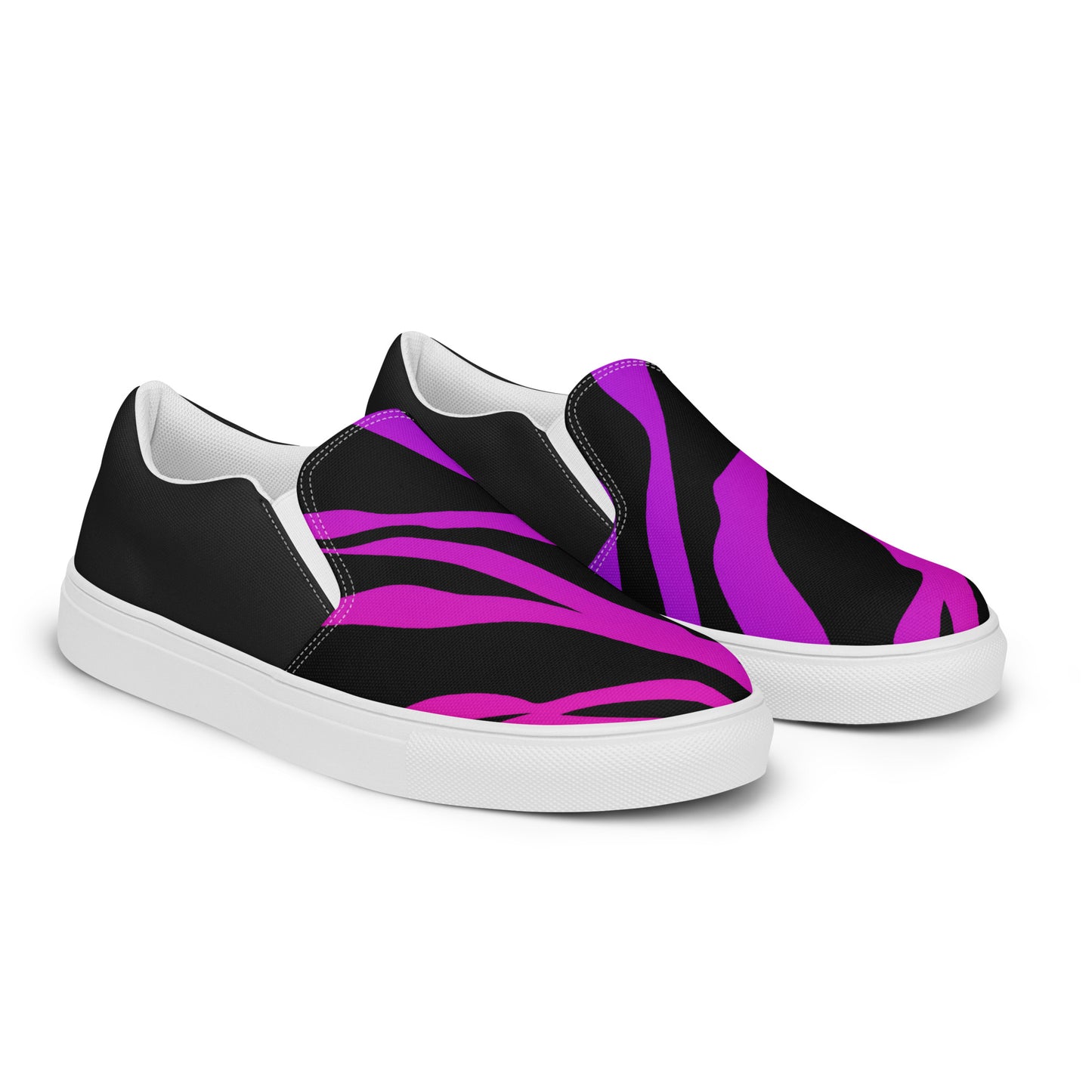 Eden Garden | Women’s Slip-on Canvas Shoes | Purple Zebra Halftone