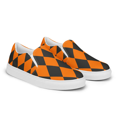 GeoMetro | Women’s Slip-On Canvas Shoes | Harlequin Orange