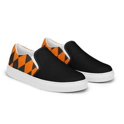 GeoMetro | Women’s Slip-On Canvas Shoes | Harlequin Orange 2Tone