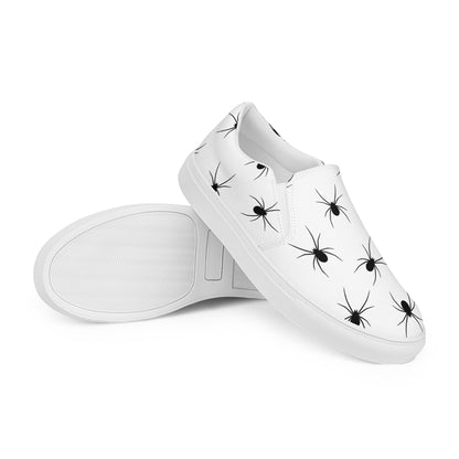 GeoMetro | Women’s Slip-On Canvas Shoes | Black Spiders
