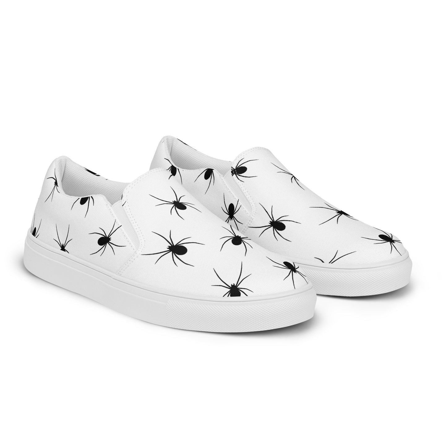 GeoMetro | Women’s Slip-On Canvas Shoes | Black Spiders