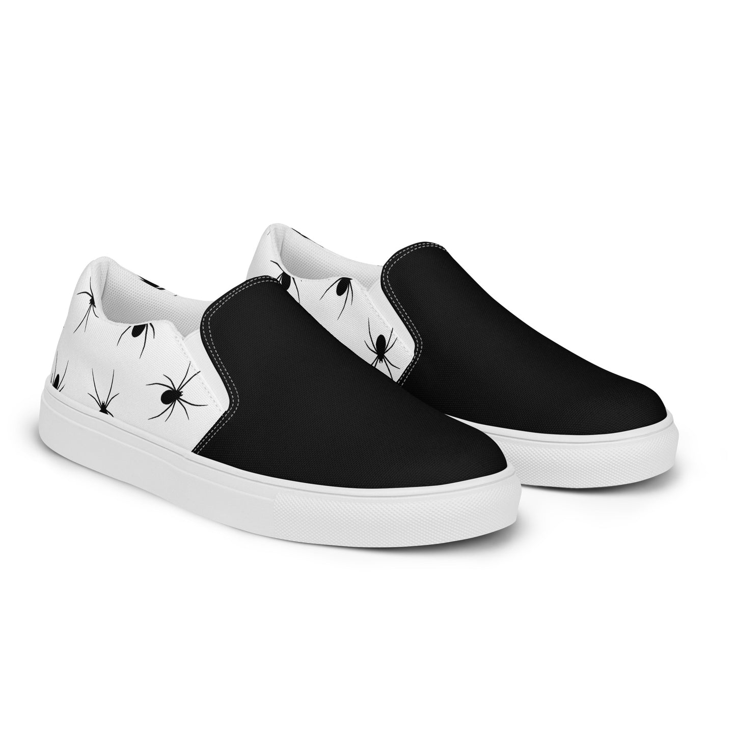 GeoMetro | Women’s Slip-On Canvas Shoes | Black Spiders 2Tone