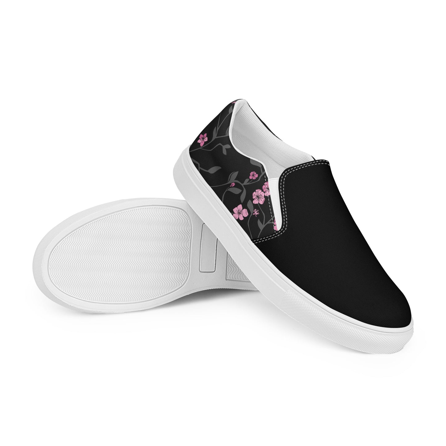 Eden Garden | Women’s Slip-on Canvas Shoes | Black Cherry 2Tone