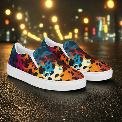 Women’s Custom Slip-on Canvas Shoes Cheetah Rave Animal Print