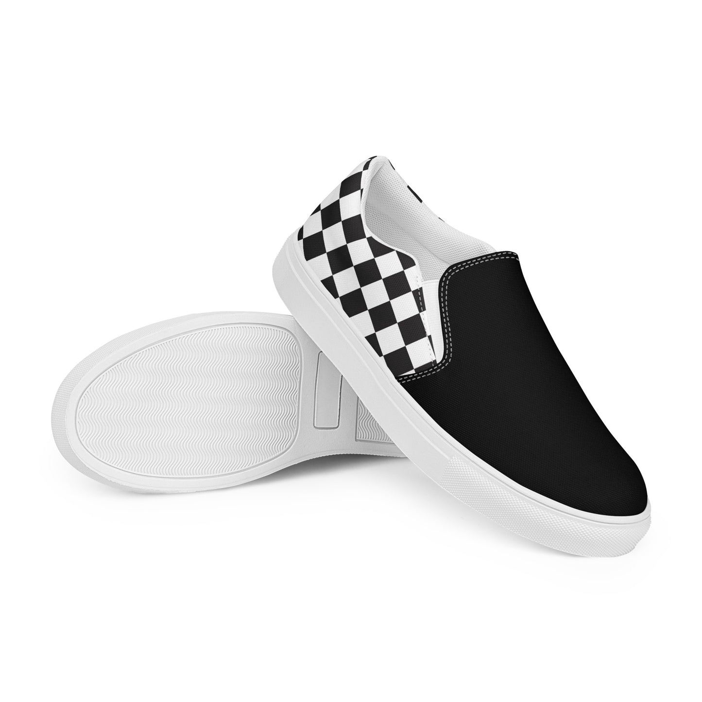 GeoMetro | Women’s Slip-On Canvas Shoes | Black Chex 2Tone