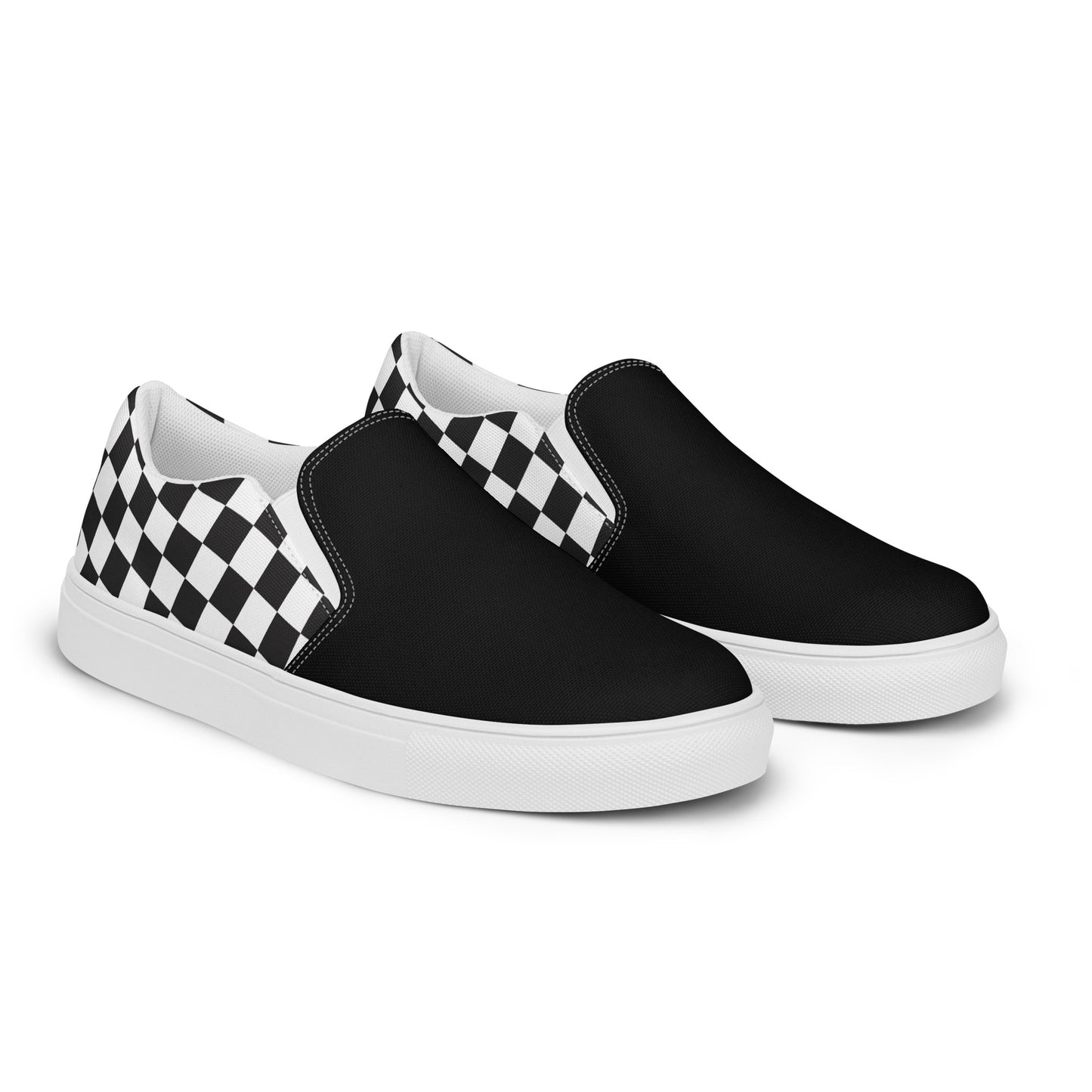 GeoMetro | Women’s Slip-On Canvas Shoes | Black Chex 2Tone