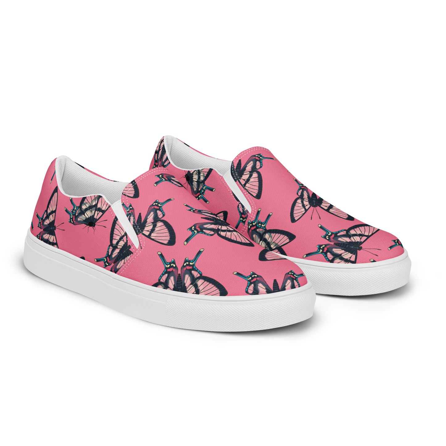 Eden Garden | Women’s Slip-on Canvas Shoes | Pink Black Butterflies