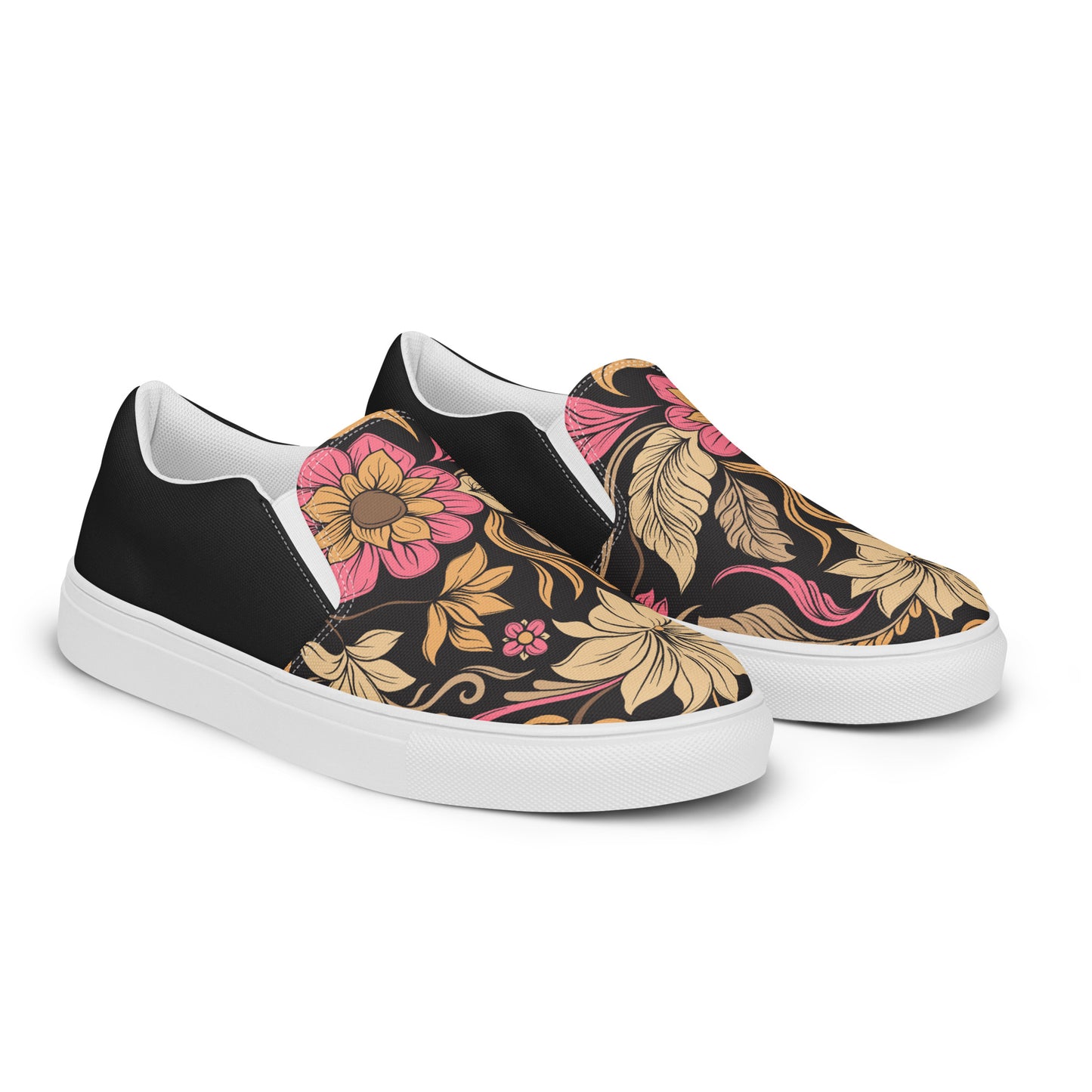 Eden Garden | Women’s Slip-on Canvas Shoes | Retro Flower Halftone