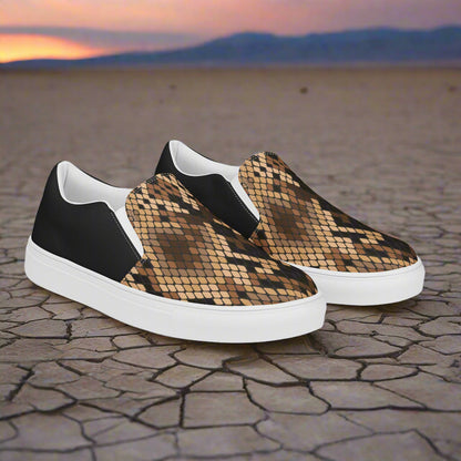 Women’s Slip-on Snakeskin Print Canvas Shoes Halftone