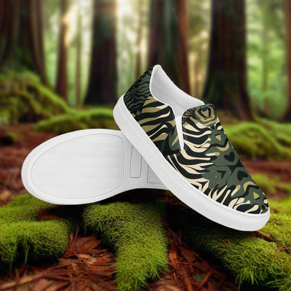 Women’s Slip-on Canvas Shoes Zebra Leaf Print