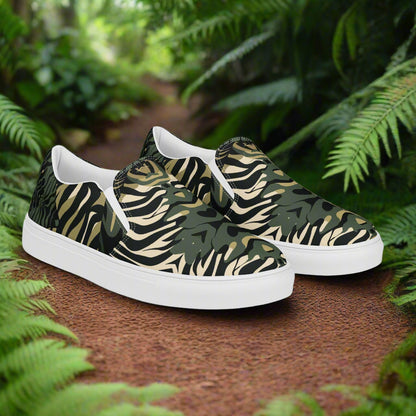 Women’s Slip-on Canvas Shoes Zebra Leaf Print