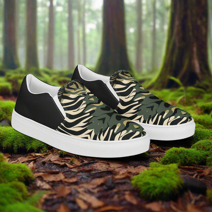 Women’s Slip-on Canvas Shoes Zebra Leaf Halftone