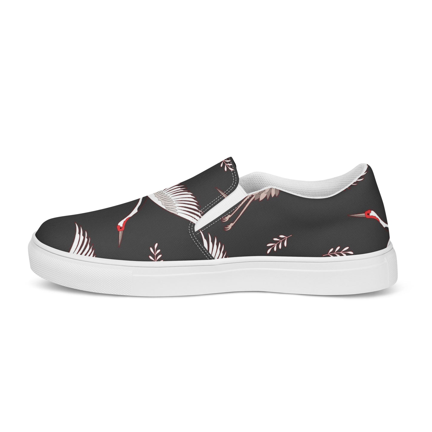 Silk Road | Women’s Slip-on Canvas Shoes | Black Crane