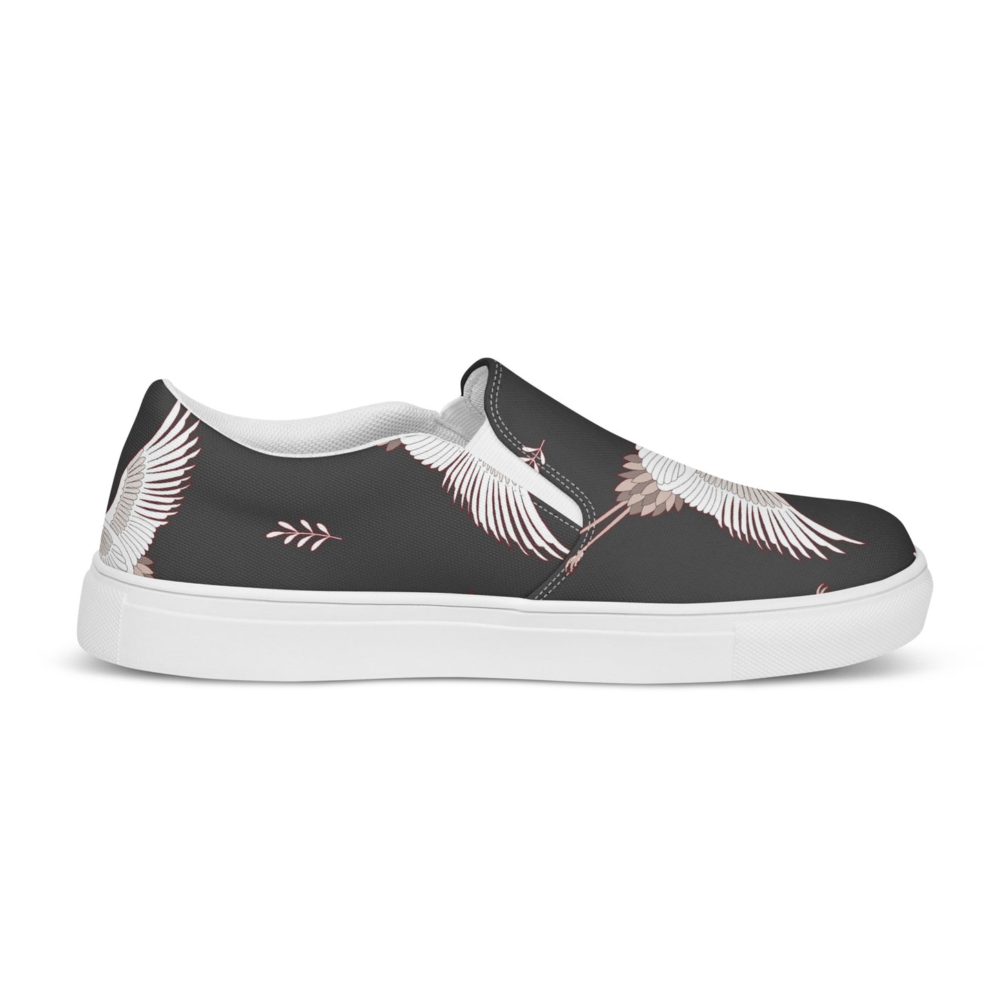 Silk Road | Women’s Slip-on Canvas Shoes | Black Crane