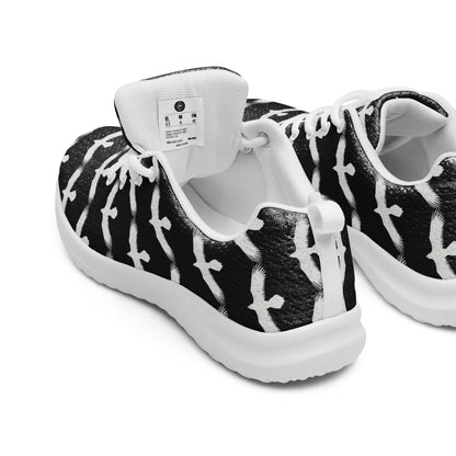WildSage Market womrns white raven athletic shoes with black and white bird design on lightweight soles