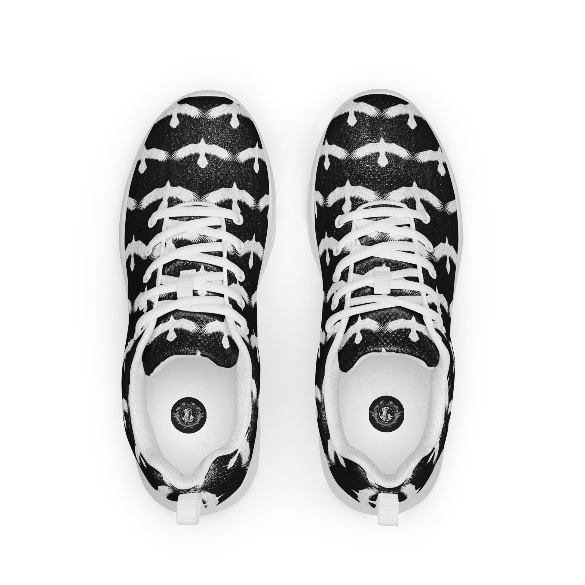 WildSage Market womrns white raven athletic shoes with white raven pattern and white laces