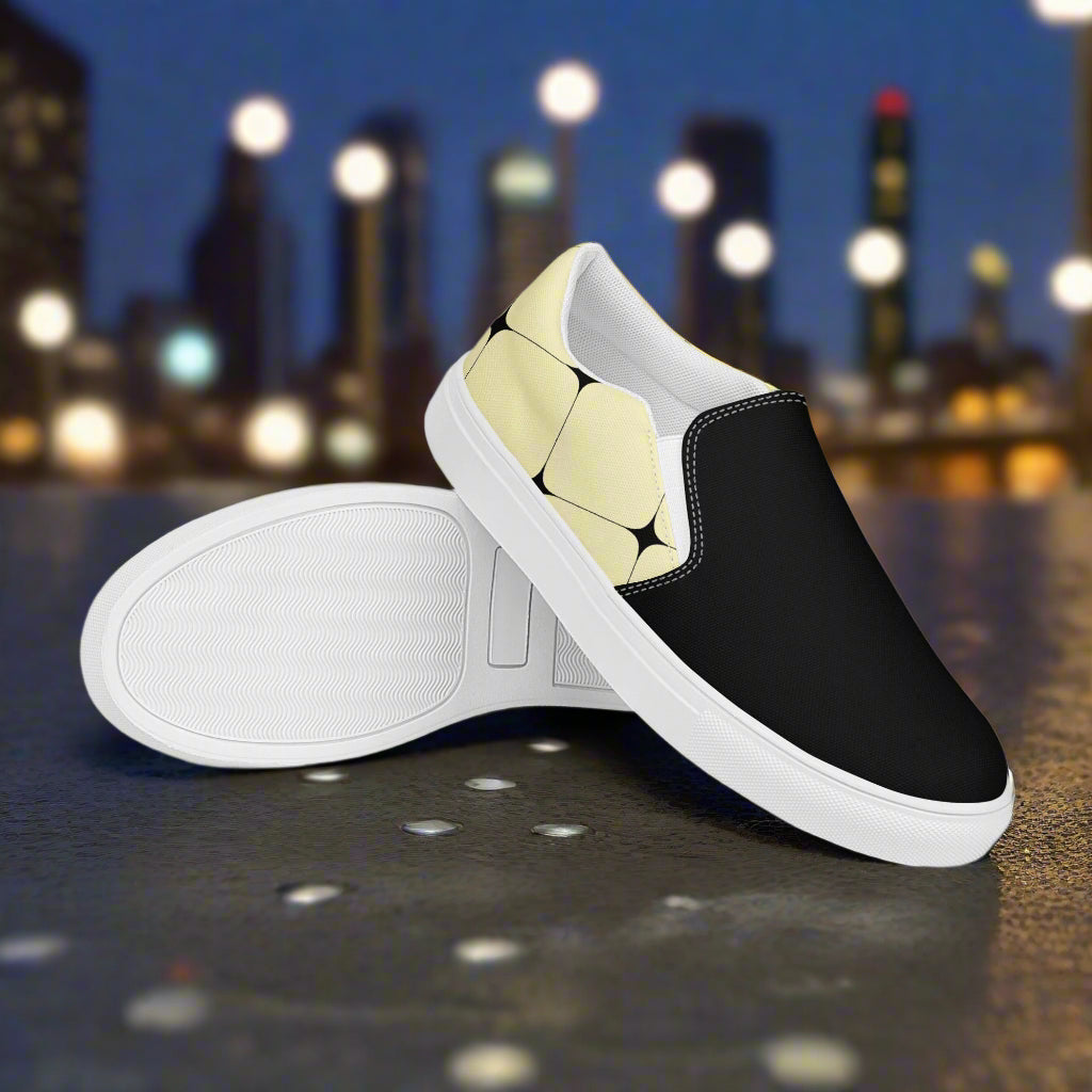Yellow Diamond Two Tone Slip-on Canvas Shoes with a modern design and comfortable fit